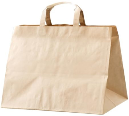 Set di 15 sacchetti di carta kraft personalizzati (marrone, 32 x 22 x 25), manico piatto rinforzato resistenza 4,5 kg, 70 g