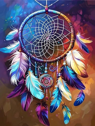 Traumfänger -Malen nach Zahlen für Erwachsene, DIY digitales Ölgemälde Set auf Leinwand mit Pinseln und Acrylpigment, Teenager Geschenkideen Artwork für Heimdekoration, 90x120cm (ohne Rahmen) H-8