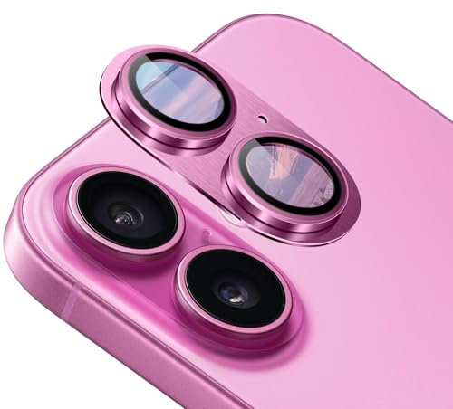 NicMool Protezione Fotocamera per iPhone 16/iPhone 16 Plus, Vetro Temperato Obiettivo Posteriore, Lega di Alluminio Pellicola Protettiva Fotocamera per iPhone 16/iPhone 16 Plus - Rosa