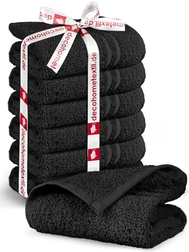 DecoHomeTextil Handtuch-Set 6 Gästetücher in Schwarz aus 100% Baumwolle, hochwertig, kuschelweich und saugstark