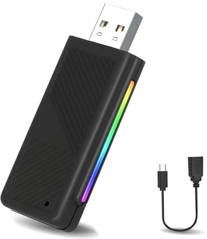 Podofo Wireless Carplay Adapter für Phone, Convert Cars Factory Wired Carplay zu Wireless CarPlay Dongle Plug & Play Auto Connect Fast Bluetooth 5.0 WiFi 7 Color Backlight+ USB C