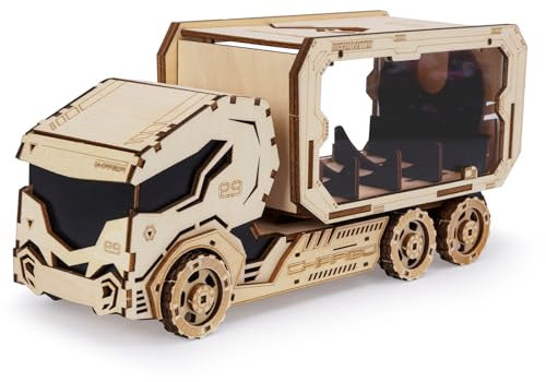 Hallisun 3D Holzpuzzle für Erwachsene, Holz Sparschwein LKW Mechanischer Modellbausatz, Holzfahrzeugmodell mit Sparschwein, Vintage Konstruktionsbastelset DIY Weihnachtsgeburtstagsgeschenke 156 Teile