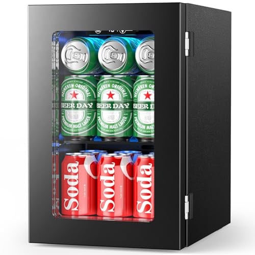 Electactic - 24 Can Cooler, Mini Drink Cooler for Soft Drinks, Canned Beer, Adjustable Digital Temperature Control for Home, Bedroom and Office, Black