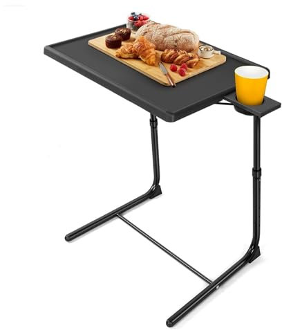 FSDFKPOP TV Tray - TV Table, Folding Table Tray with 6 Heights and 3 Tilt Angle with Cup Holders, Dinner Tray for Dining on Sofa, Laptop, Bed and Sofa