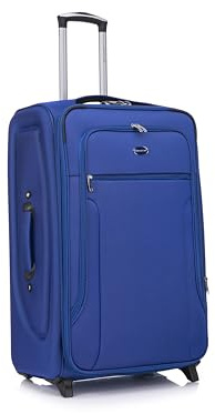 Aerostar Large 29” Lightweight Softshell Expandable Suitcase, Check in Luggage 2 Corner Wheels with Integrated Combination Lock for 23kg (Royal Blue, 111 litres)