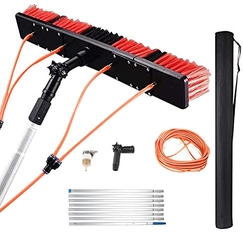 Photovoltaic Panel Cleaning Tool, 5~10M Adjustable Window Cleaning Pole, Water Fed Telescopic Brush, Solar Panel Spray Washer, Cleaning Broom with 35/55cm 180° Rotatable Brush Head (8, 35cm)