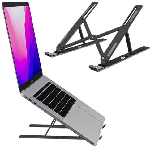 COYUN 1 Pieces Support Laptop, Hauteur Réglable, Ventilé, en Plastique, Antidérapant en Silicone, pour Ordinateur Portable