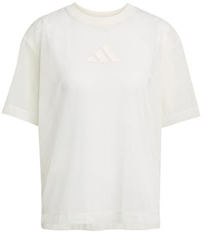 adidas Women's Soft LUX MESH Tee, Off White, L