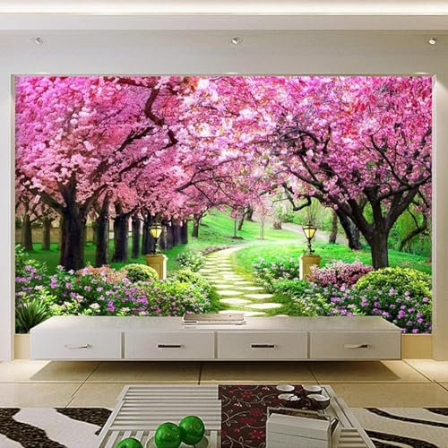 WEIMEIJIE Carta da parati fotografica 3d fiori di pesco romantico fiore di ciliegio albero percorso murale carta da parati soggiorno camera da letto parete moderna