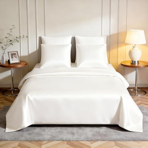 ComfortAce 100% Tencel™ Lyocell Bettwäsche-Set, (1x) 240X220 cm + (2X) 80x80 cm, Weich, Hypoallergen & Milbenfrei, Geeignet für Alle Jahreszeiten, Mit Reißverschluss, Nachhaltig，Weiß