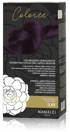 Namalei Tinta Colorèe 3.16 Viola Intenso 180 ml | Colore per capelli senza ammoniaca, lunga durata, formula idratante e rinforzante