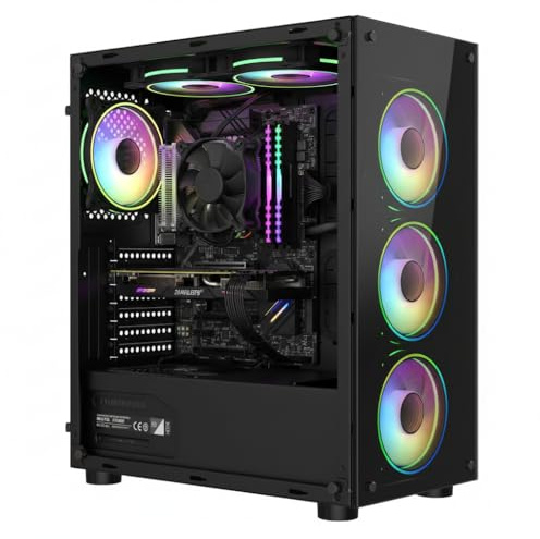 Gaming PC Computer Tower, i7, GT 730 4GB, 500W 80+ PSU, Black 6 Fan RGB Case, Wifi, Windows 11-High Performance Maventech PC Setup (16 GB RAM, 512GB SSD + 1TB HDD)