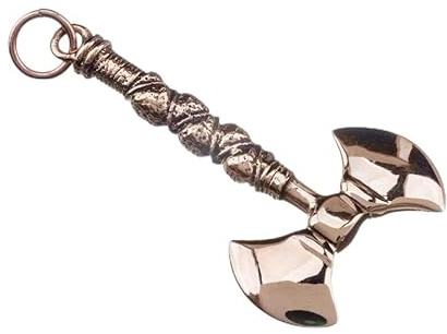 allerley-dealerey Wikinger Kampfaxt Amulett aus Bronze – beidseitig graviert | Viking Battle Axe Pendant | LARP & Reenactment | Anhänger für Lederband & Kette | ca. 4,10 × 2,10 cm
