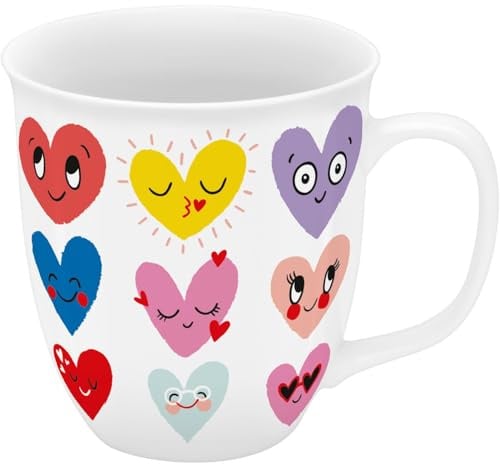 Sheepworld Tasse Grande mit Motiv Herzen | Kaffeebecher aus Porzellan, 40 cl, Höhe 10 cm, Durchmesser 9 cm | Geschenktasse, Valentinstag, Geburtstag | 74864