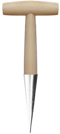 NAUZE Bulb Planter Stainless Steel Hand Dibber Garden Tool Chrome-Plated Steel with Wooden Handle Seed Sowing Tool for Outdoor Gardener