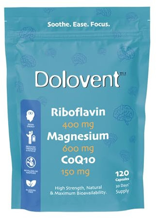 Dolovent - 30 Day Supply - Blend of nootropic Ingredients - Increase Brain Energy | Reduce Tiredness & Fatigue, and researched to Show a Reduction in migraine Pain and Aura Frequency