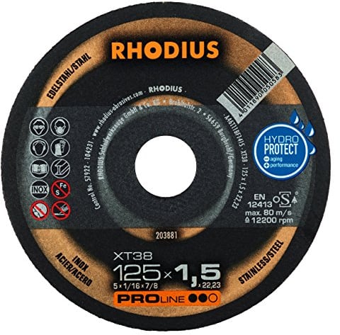 10 Stück RHODIUS XT38 125x1,5x22,23 mm Trennscheiben für Winkelschleifer Flexscheibe