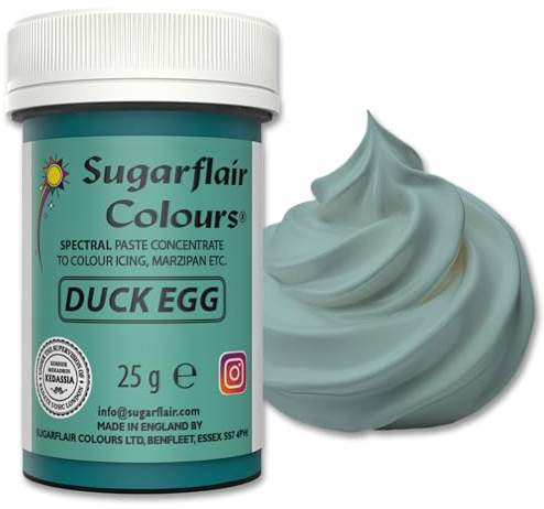 Sugarflair Lebensmittelfarbpaste Duck Egg, Konzentrierte Spectral Lebensmittelfarbe für Buttercreme, Zuckerpaste, Zuckerguss, Kuchenmischungen, Macarons und mehr! - 25g