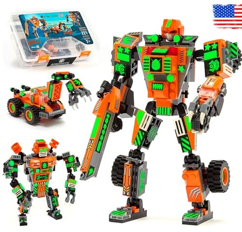 Jitterygit Mech Robot Super Hero Action Figure Xmas Gift Toy Set, Best STEM Building Creative Bricks For Birthday Space Army Warrior For Kids Boys Girls 6 7 8 9 10 Year Old