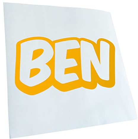Kiwistar - Autoaufkleber - Gelb - 20x10cm - Ben Vorname Jungen Sticker - Heckscheibe Auto Aufkleber wetterfest für Kfz LKW Mofa Truck - Sticker außen selbstklebend Tuning Zubehör für Fenster Fahrzeug