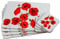 LP Lot de 4 Sets de Table et Dessous de Verre Motif Coquelicot