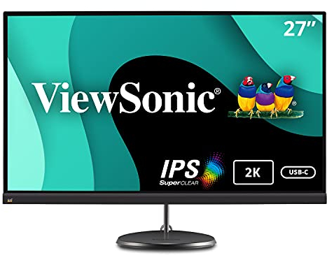 Viewsonic VX2785-2K-MHDU 68,6 cm (27 Zoll) Design Monitor (WQHD, IPS-Panel, FreeSync, HDMI, USB-C 3.2 inkl. Ladefunktion, Lautsprecher) Schwarz