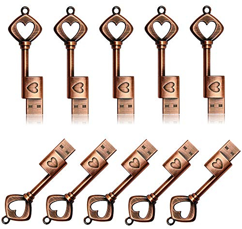 A Plus+ USB Stick 8GB Metall Herz Schlüssel USB-Flash-Laufwerk für die Hochzeit (10 Stück)