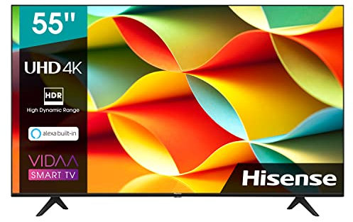Hisense 55AE7000F 139 cm (55 Zoll) Fernseher (4K Ultra HD, HDR, Triple Tuner DVB-C/ S/ S2/ T/ T2, Smart-TV, Frameless, Bluetooth, Alexa), Schwarz