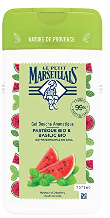 Le Petit Marseillais Gel de ducha de sandía orgánica y albahaca orgánica, gel de ducha con pH neutro para la piel y gel perfumado con agradable fragancia, hidrata y refresca (1 x 250 ml)