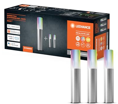LEDVANCE Smarte LED Gartenleuchte mit WiFi Technologie, Erweiterungspaket mit 3 LED Garten Poles für Außen, RGB-Farben änderbar, Kompatibel mit Google und Alexa Voice Control, SMART+ WIFI GARDEN POLE