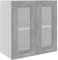 vidaXL Hängeglasschrank 2 Regalböden Hängeschrank Einbauküche Küchenzeile Küchenmöbel Oberschrank Küchenschrank Betongrau 60x31x60cm Holzwerkstoff