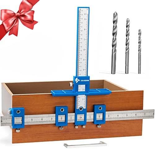 Cabinet Hardware Jig, Punch Locator Drill Guide,Wood Drilling Dowelling Guide for Installation of Handles Knobs on Doors and Drawer, Cabinet Template Tool for Handles and Pulls