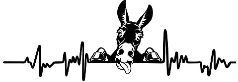 Finest Folia Aufkleber Herzschlag Tiere Breite 27cm Lifeline Heartbeat Deko Sticker Selbstklebend für Auto Kühlschrank Laptop Autoaufkleber K150 (Schwarz Glanz, 06 Esel)