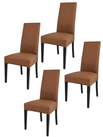 t m c s Tommychairs - Set 4 sillas Luisa para Cocina, Comedor, Bar y Restaurante, solida Estructura en Madera de Haya Color wengué y Asiento tapizado en Polipiel Color Cuero