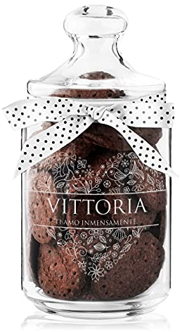 Maverton Biscottiera in vetro - capienza 1L - incisione personalizzata - chiusura ermetica - dimensioni 21 cm x 8,5 cm - perfetta idea regalo per la Donna - cuore