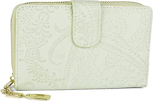 styleBREAKER Geldbörse mit Paisley Blumen Blüten Prägung, umlaufender Reißverschluss und RFID Schutz, Portemonnaie, Damen 02040098, Farbe:Lindgrün