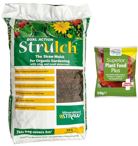 YouGarden Strulch Mulch 9kg and 50g Plant Food - Blooming Fast