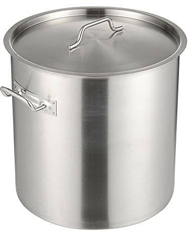 EliteKoopers 25L Deep Stock Pot Stew Soup Stainless Steel Cooking Boiling Pan With Lid (1Pcs)