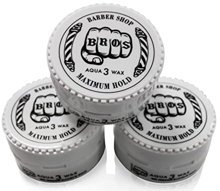 3x BROS Professionelles Aqua Wax Friseur Haarwachs Barber Shop (450ml, Weiß)