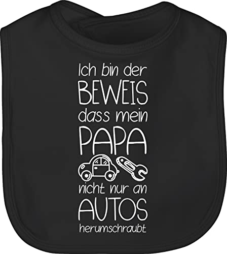 Shirtracer Baby Lätzchen - Sprüche - Ich bin der Beweis dass mein Papa nicht nur an Autos herumschraubt weiß - Unisize - Schwarz - lustige babysachen spruch dad kinderlätze