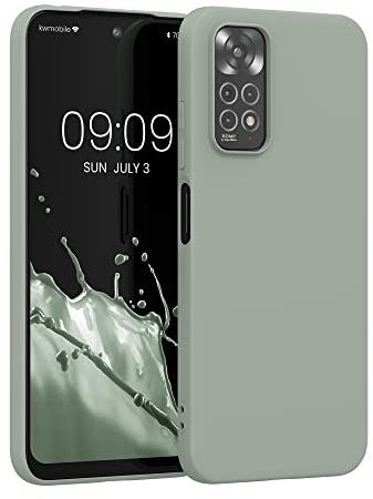 kwmobile Hülle kompatibel mit Xiaomi Redmi Note 11 / Note 11S Hülle - weiches TPU Silikon Case - Cover geeignet für kabelloses Laden - Graugrün