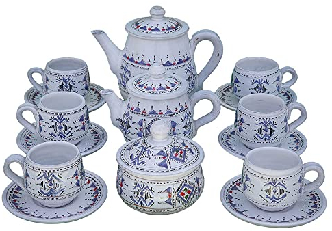 Set teiera marocchina in ceramica dipinta a mano