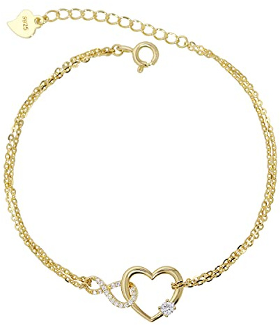 Meissa Armband für Frauen Herzform 925 Sterling Silber Herz Doppellagiges Armband Rosegold Vergoldet Verstellbar Geburtstag Weihnachten Geschenke für Frauen Mutter Frau Mädchen