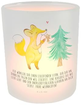Mr. & Mrs. Panda Kerze Fuchs Weihnachtsbaum - Geschenk, Kerzenlicht, Weihnachten, Teelichthalter, Teelichtglas, Winter, Teelichtgläser, Heiligabend,