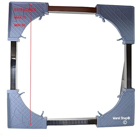 Marel Shop® - Carrello Base con Ruote per Elettrodomestici 50 x 50 cm Estensione Massima 70 x 70 cm Portata Massima 200 Kg compatibile con Lavatrice Lavastoviglie Asciugatrice e Vari Usi