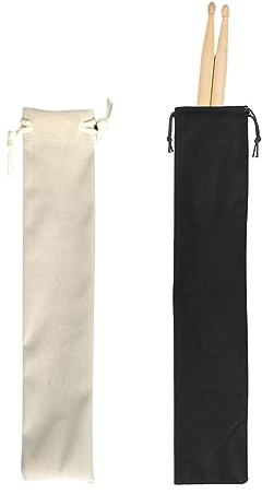 Helweet Baguettes de Batterie Sac, Baguettes de Tambour Sac, Drum Sticks Sac, Drum Sticks Sac de Rangement, Drum Sticks de Sac Étanches, 2 Pièces, Noir+Blanc (45 X 10cm)