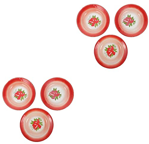 6 pcs Enamel Dinner Plate Enamelware Plates Metal Dinner Dishes Feeding Serving Plate for Picnic Camping Outdoor Activity 20X20X2.5CM