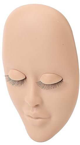 Maniquí de Entrenamiento de Cabeza Plana, Práctica de Maquillaje de Pestañas, Extensiones de Pestañas con 3 Pares de Párpados Extraíbles, Pestañas de Doble Capa (Marrón claro)