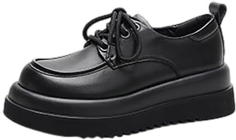 rismart Mujer Cordones Formal Casual Zapato Señoras Plataforma Vintage Oxford Derby Negro,37
