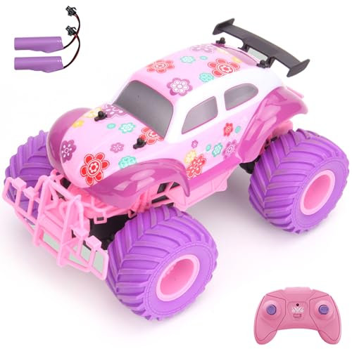 Goolsky Voiture télécommandée pour Filles 2.4GHz, Mignon Rose Violet, Voiture d'escalade télécommandée, Jouet Tout-Terrain Rechargeable
